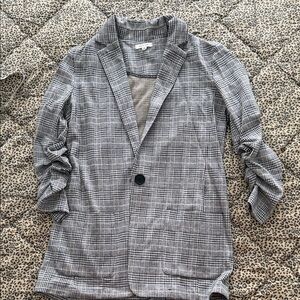 Max Studio Black and White Plaid Blazer